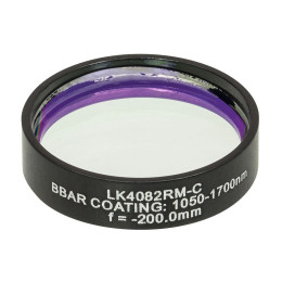 LK4082RM-C - Плоско-вогнутая цилиндрическая круглая линза из кварцевого стекла в оправе, фокусное расстояние: -200 мм, Ø1", просветляющее покрытие: 1050 - 1700 нм, Thorlabs