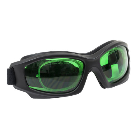 LG8C - Лазерные защитные очки, линзы изумрудного цвета, пропускание видимого излучения 35%, съемный вкладыш для вставки мед. линз, регулируемый ремешок, защита от запотевания, Thorlabs