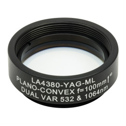 LA4380-YAG-ML - Плоско-выпуклая линза, диаметр: 1", материал: UVFS, оправа с резьбой: SM1, f = 100.0 мм, покрытие: 532/1064 нм, Thorlabs