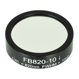FB820-10 - Полосовой фильтр, Ø1", центральная длина волны 820 ± 2 нм, ширина полосы пропускания 10 ± 2 нм, Thorlabs