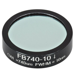 FB740-10 - Полосовой фильтр, Ø1", центральная длина волны 740 ± 2 нм, ширина полосы пропускания 10 ± 2 нм, Thorlabs