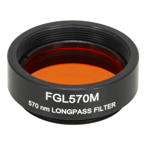 FGL570M - Длинноволновый светофильтр, Ø25 мм, резьба на оправе: SM1, материал RG570, длина волны среза: 570 нм, Thorlabs