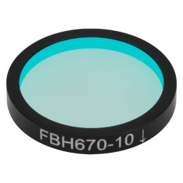 FBH670-10 - Полосовой фильтр, Ø25 мм, центральная длина волны: 670 нм, ширина полосы пропускания: 10 нм, Thorlabs