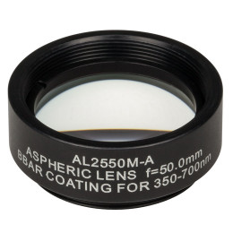 AL2550M-A - N-BK7 асферическая линза в оправе, Ø25 мм, фокусное расстояние 50 мм, числовая апертура 0.23, просветляющее покрытие: 350-700 нм, Thorlabs