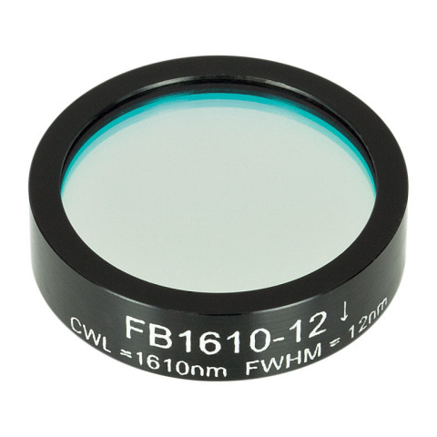 FB1610-12 - Полосовой фильтр, Ø1", центральная длина волны 1610 ± 2.4 нм, ширина полосы пропускания 12 ± 2.4 нм, Thorlabs