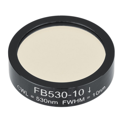 FB530-10 - Полосовой фильтр, Ø1", центральная длина волны 530 ± 2 нм, ширина полосы пропускания 10 ± 2 нм, Thorlabs