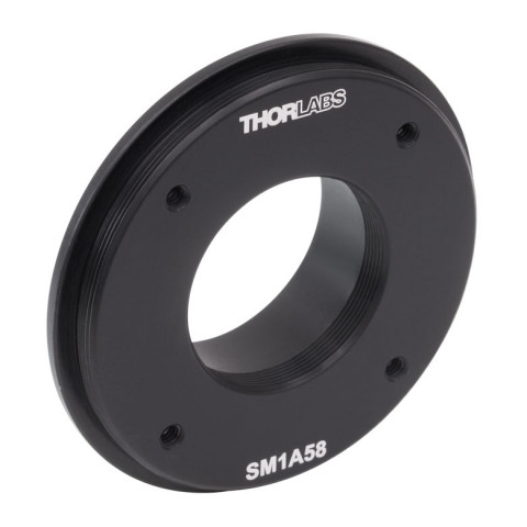 SM1A58 - Адаптер для крепления камер к микроскопам Nikon Eclipse (прямой) и Thorlabs Cerna, внутренняя резьба SM1, внешняя резьба SM2, адаптирован для интеграции с каркасной системой (30 мм), Thorlabs