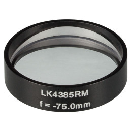 LK4385RM -  Плоско-вогнутая цилиндрическая круглая линза из кварцевого стекла в оправе, фокусное расстояние: -75 мм, Ø1", без покрытия, Thorlabs