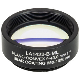 LA1422-B-ML - Плоско-выпуклая линза, Ø1", N-BK7, оправа с резьбой SM1, f = 40.0 мм, просветляющее покрытие: 650-1050 нм, Thorlabs