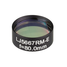 LJ5667RM-E - Плоско-выпуклая цилиндрическая линза, Ø1/2", в оправе, материал: CaF2, f = 80.0 мм, просветляющее покрытие: 2 - 5.0 мкм, Thorlabs