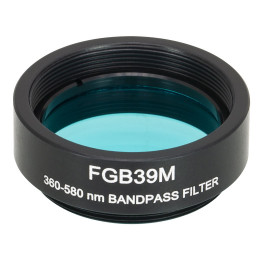 FGB39M - Цветной светофильтр, Ø25 мм, резьба на оправе: SM1, материал BG39, полоса пропускания: 360 - 580 нм, Thorlabs
