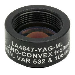 LA4647-YAG-ML - Плоско-выпуклая линза, диаметр: 1/2", материал: UVFS, оправа с резьбой: SM05, f = 20.0 мм, покрытие: 532/1064 нм, Thorlabs