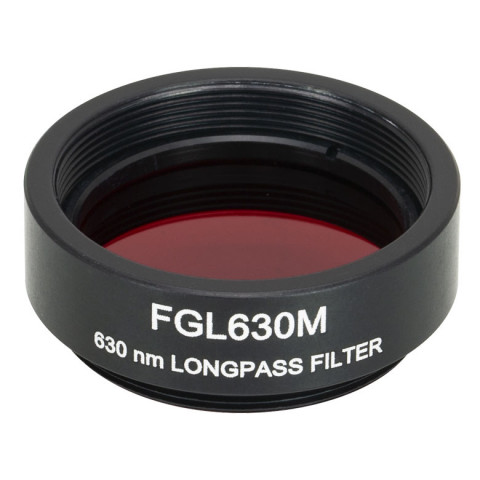 FGL630M - Длинноволновый светофильтр, Ø25 мм, резьба на оправе: SM1, материал RG630, длина волны среза: 630 нм, Thorlabs