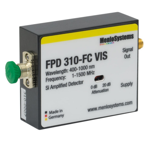 FPD310-FC-VIS - Высокочувствительный кремниевый (Si) PIN фотодетектор, рабочий спектральный диапазон: 400 - 1000 нм, для сигналов с частотой: 1 МГц - 1.5 ГГц, регулируемый коэффициент усиления, Thorlabs