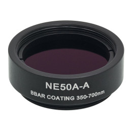 NE50A-A - Абсорбционный нейтральный светофильтр, Ø25 мм, резьба на оправе: SM1, просветляющее покрытие: 350 - 700 нм, оптическая плотность: 5.0, Thorlabs