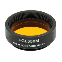 FGL550M - Длинноволновый цветной светофильтр в оправе, Ø25 мм, резьба SM1, длина волны среза: 550 нм, Thorlabs