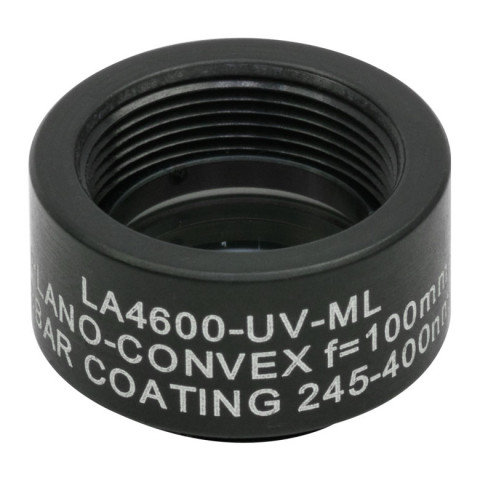 LA4600-UV-ML - Плоско-выпуклая линза, Ø1/2", UVFS, оправа с резьбой SM05, f = 100.0 мм, просветляющее покрытие: 245-400 нм, Thorlabs
