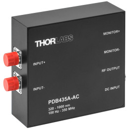 PDB435A-AC - Балансный фотодетектор, трансимпедансный усилитель, постоянный коэффициент усиления, диапазон рабочих частот: до 350 МГц, Si фотодиоды, связанные по переменному току выходы, Thorlabs