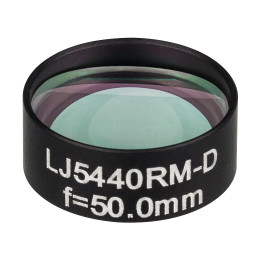 LJ5440RM-D - Плоско-выпуклая цилиндрическая линза, Ø1/2", в оправе, материал: CaF2, f = 50.0 мм, просветляющее покрытие: 1.65 - 3.0 мкм, Thorlabs