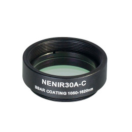 NENIR30A-C - Абсорбционный нейтральный светофильтр в оправе, Ø25 мм, резьба SM1, просветляющее покрытие: 1050 - 1700 нм, оптическая плотность: 3.0, Thorlabs