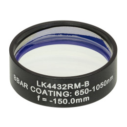 LK4432RM-B - Плоско-вогнутая цилиндрическая круглая линза из кварцевого стекла в оправе, фокусное расстояние: -150 мм, Ø1", просветляющее покрытие: 650 - 1050 нм, Thorlabs
