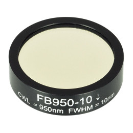 FB950-10 - Полосовой фильтр, Ø1", центральная длина волны 950 ± 2 нм, ширина полосы пропускания 10 ± 2 нм, Thorlabs
