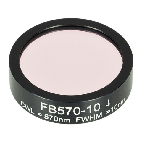FB570-10 - Полосовой фильтр, Ø1", центральная длина волны 570 ± 2 нм, ширина полосы пропускания 10 ± 2 нм, Thorlabs