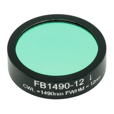 FB1490-12 - Полосовой фильтр, Ø1", центральная длина волны 1490 ± 2 нм, ширина полосы пропускания 12 ± 2.4 нм, Thorlabs