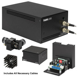 GVSM002-EC - 2D гальванометрическая система с полным набором доп. комплектующих: источник питания (EC, 230 В), держатель-теплоотвод (дюймовая резьба), корпус платы драйвера, кабели, Thorlabs
