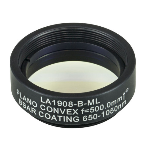 LA1908-B-ML - Плоско-выпуклая линза, Ø1", N-BK7, оправа с резьбой SM1, f = 500.0 мм, просветляющее покрытие: 650-1050 нм, Thorlabs