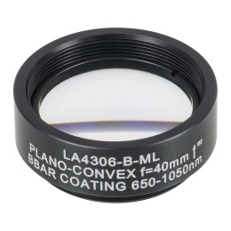 LA4306-B-ML - Плоско-выпуклая линза, диаметр: 1", материал: UVFS, оправа с резьбой: SM1, f = 40.0 мм, покрытие: 650 - 1050 нм, Thorlabs