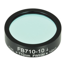 FB710-10 - Полосовой фильтр, Ø1", центральная длина волны 710 ± 2 нм, ширина полосы пропускания 10 ± 2 нм, Thorlabs