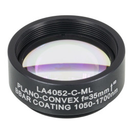LA4052-C-ML - Плоско-выпуклая линза, диаметр: 1", материал: UVFS, оправа с резьбой: SM1, f = 35.0 мм, покрытие: 1050 - 1700 нм, Thorlabs