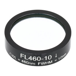 FL460-10 - Фильтр для работы с аргоновым лазером, Ø1", центральная длина волны 460 ± 2 нм, ширина полосы пропускания 10 ± 2 нм, Thorlabs