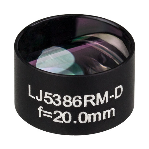 LJ5386RM-D - Плоско-выпуклая цилиндрическая линза, Ø1/2", в оправе, материал: CaF2, f = 20.0 мм, просветляющее покрытие: 1.65 - 3.0 мкм, Thorlabs