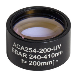 ACA254-200-UV - Ахроматический дублет с воздушной прослойкой, просветляющее покрытие: 240-410 нм, фокусное расстояние: 200 мм, Thorlabs