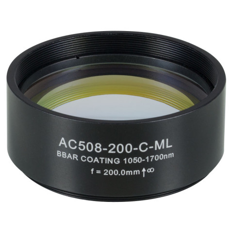 AC508-200-C-ML - Ахроматический дублет, f=200 мм, Ø2", резьба на оправе: SM2, просветляющее покрытие: 1050-1700 нм, Thorlabs