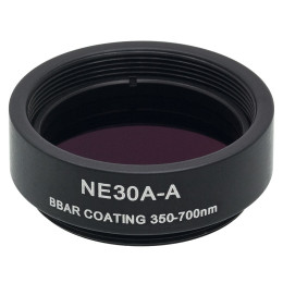NE30A-A - Абсорбционный нейтральный светофильтр, Ø25 мм, резьба на оправе: SM1, просветляющее покрытие: 350 - 700 нм, оптическая плотность: 3.0, Thorlabs