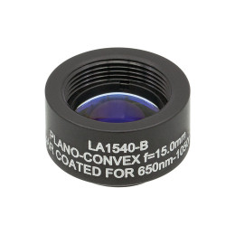 LA1540-B-ML - Плоско-выпуклая линза, Ø1/2", N-BK7, оправа с резьбой SM05, f = 15.0 мм, просветляющее покрытие: 650-1050 нм, Thorlabs