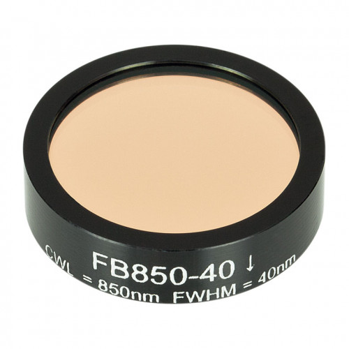 FB850-40 - Полосовой фильтр, Ø1", центральная длина волны 850 ± 8 нм, ширина полосы пропускания 40 ± 8 нм, Thorlabs