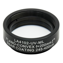 LA4102-UV-ML - Плоско-выпуклая линза, Ø1", UVFS, оправа с резьбой SM1, f = 200.0 мм, просветляющее покрытие: 245-400 нм, Thorlabs