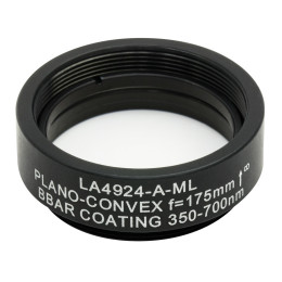 LA4924-A-ML - Плоско-выпуклая линза, диаметр: 1", материал: UVFS, оправа с резьбой: SM1, f = 175.0 мм, покрытие: 350 - 700 нм, Thorlabs