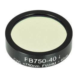 FB750-40 - Полосовой фильтр, Ø1", центральная длина волны 750 ± 8 нм, ширина полосы пропускания 40 ± 8 нм, Thorlabs