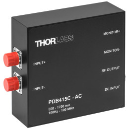 PDB415C-AC - Балансный фотодетектор, трансимпедансный усилитель, постоянный коэффициент усиления, диапазон рабочих частот: до 100 МГц, InGaAs фотодиоды, связанные по переменному току выходы, Thorlabs