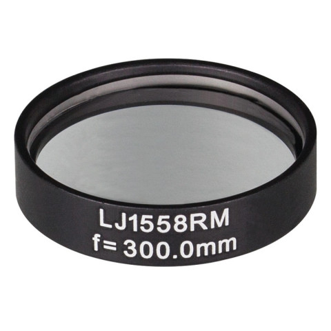 LJ1558RM -  N-BK7 плоско-выпуклая круглая линза в оправе, фокусное расстояние: 300 мм, Ø1", без покрытия, Thorlabs