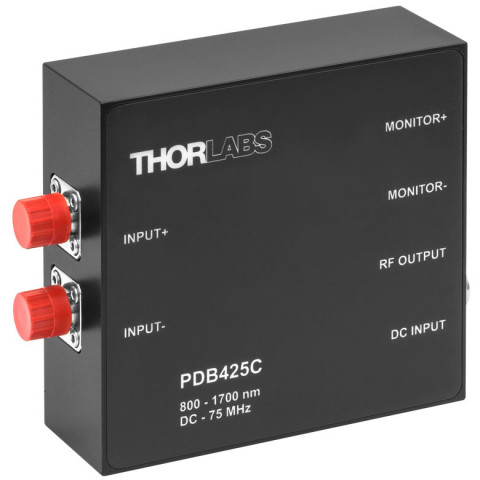 PDB425C - Балансный фотодетектор с трансимпедансным усилителем и постоянным коэффициентом усиления, диапазон рабочих частот до 75 МГц, InGaAs фотодиоды, Thorlabs