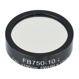 FB750-10 - Полосовой фильтр, Ø1", центральная длина волны 750 ± 2 нм, ширина полосы пропускания 10 ± 2 нм, Thorlabs