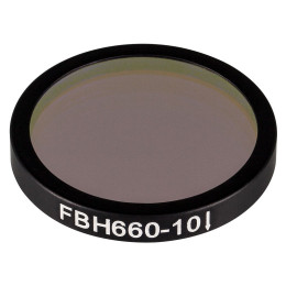 FBH660-10 - Полосовой фильтр, Ø25 мм, центральная длина волны 660 нм, ширина полосы пропускания 10 нм, Thorlabs