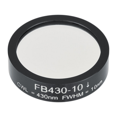 FB430-10 - Полосовой фильтр, Ø1", центральная длина волны 430 ± 2 нм, ширина полосы пропускания 10 ± 2 нм, Thorlabs