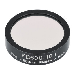 FB600-10 - Полосовой фильтр, Ø1", центральная длина волны 600 ± 2 нм, ширина полосы пропускания 10 ± 2 нм, Thorlabs